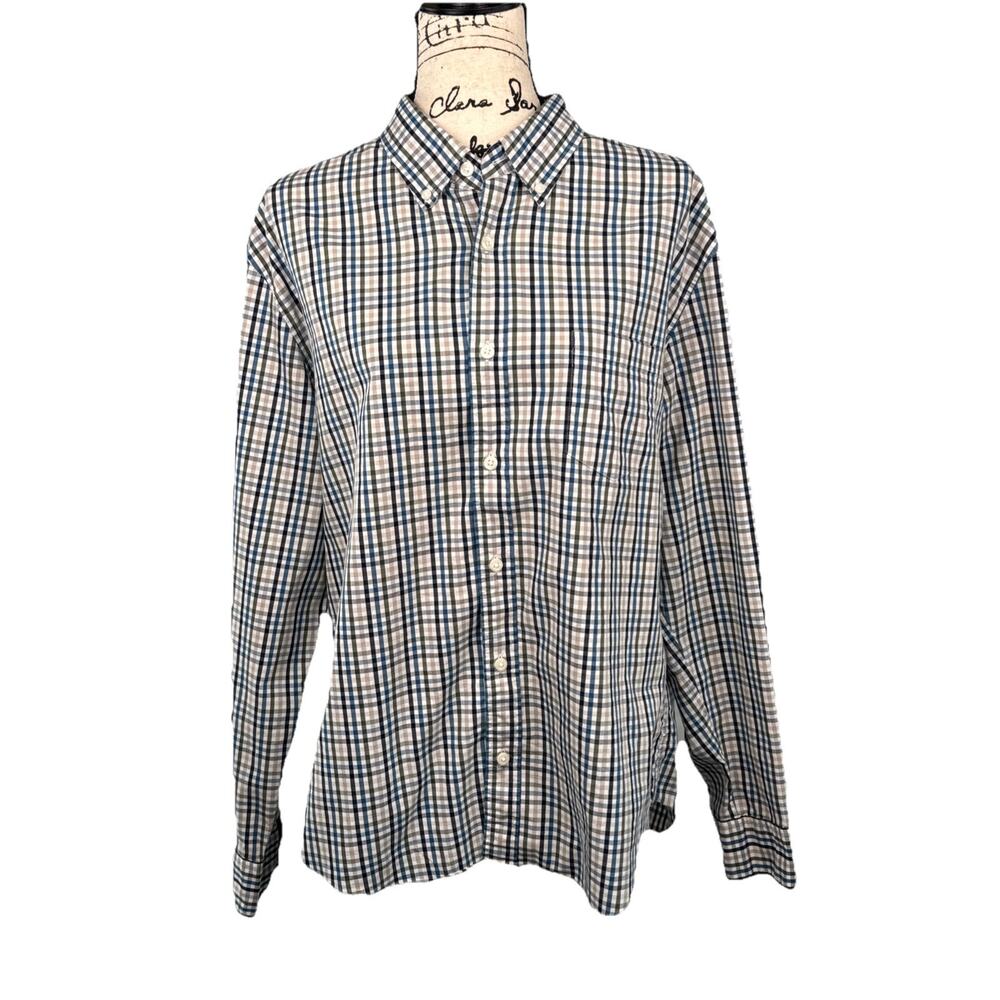 J Crew Shirt Men XL Plaid Slim Untucked Performance Button Down Classic Casual